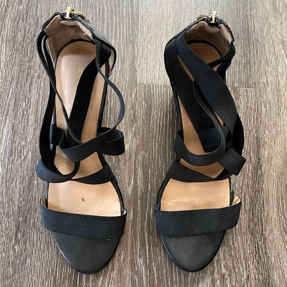 Liz Claiborne Black Elastic Strap Wedges Women's Size 7.5​ - Picture 1 of 8
